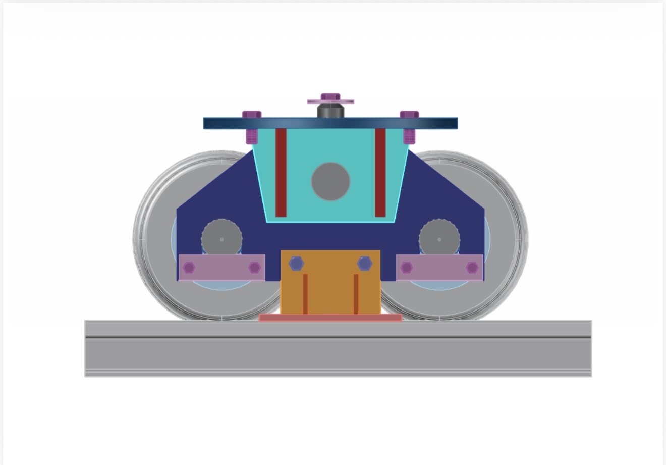 320mm twin roller 3D CAD model on rail
